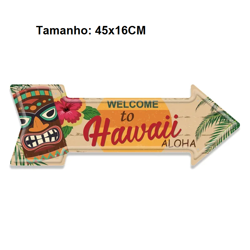 Decoração de placa havaiana Seta 45cm