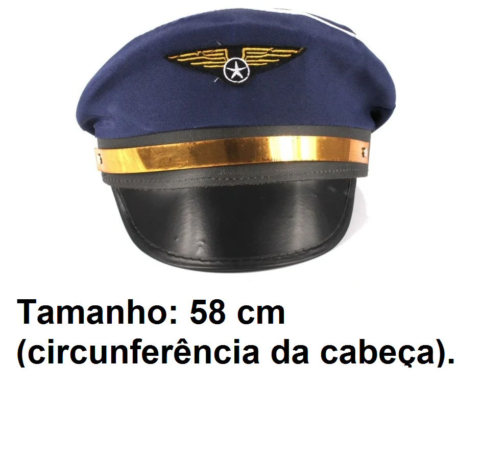Genérico - Acessório de Fantasia de Aviador Piloto C/Quepe Azul E Óculos Espelhado