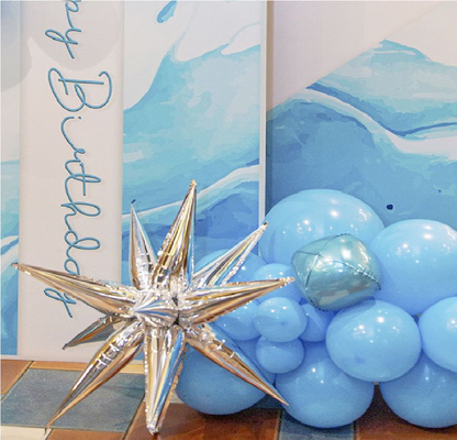 Kit 5 Balão Estrela Metalizada 12 Pontas 3d Decoração Festa