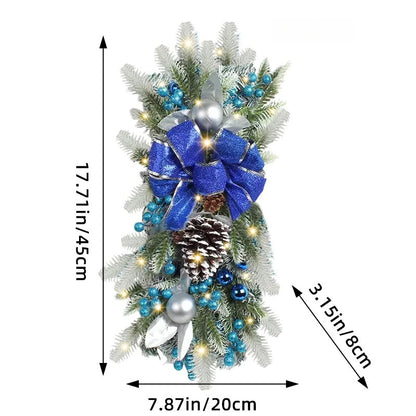 Guirlanda natalina com neve artificial Decoração de Natal Guirlanda Natal Porta Rattan