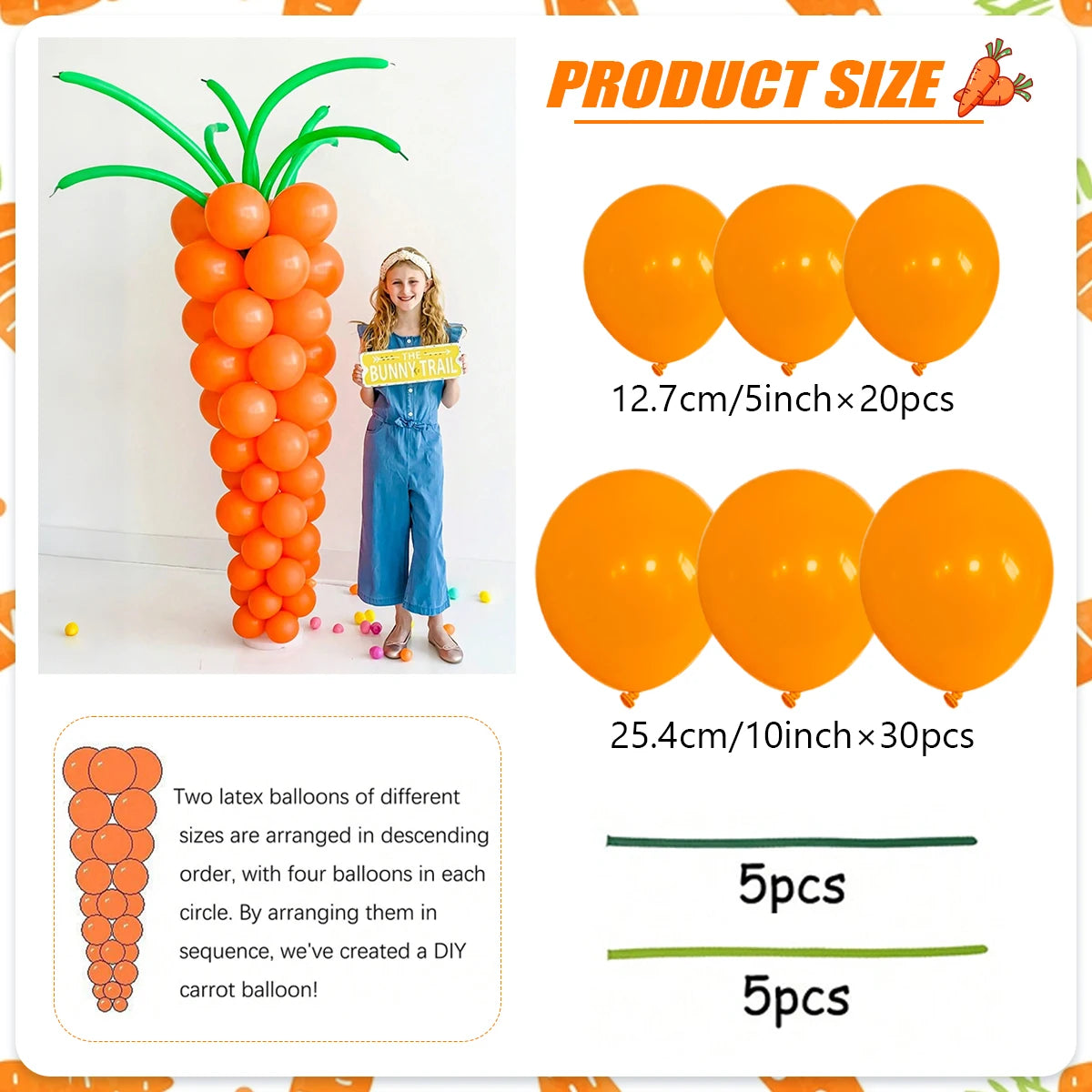Balão de látex em forma de cenoura, presentes, adereços para fotos, decorações de páscoa