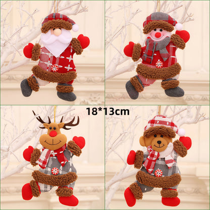 Kits Enfeites Natal Pelúcia Papai Noel e Neve Rena e Urso com Roupinha Verde e Vermelho