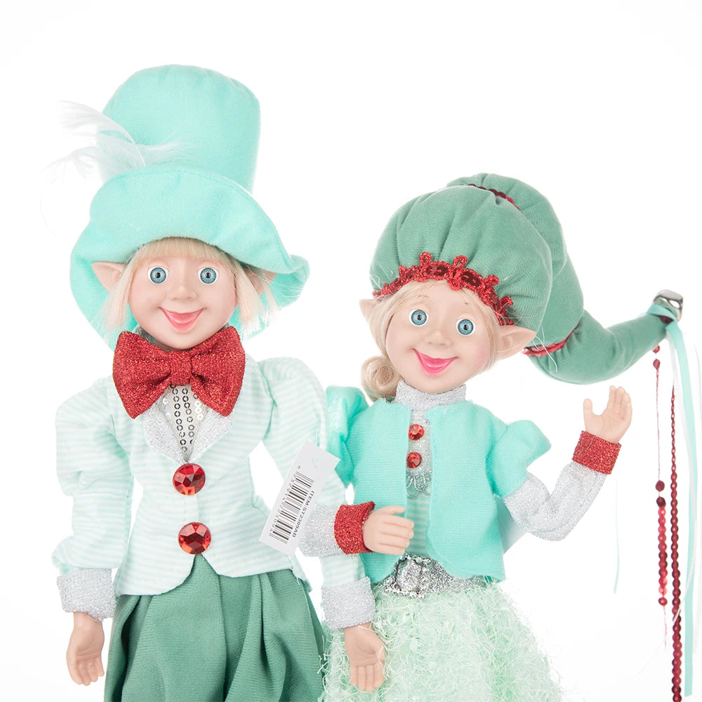 Elfo Decorativo para Shopping, Elfo Estatueta Pelúcia Artesanal Natal Vermelho, Verde, Rosa e Vinho