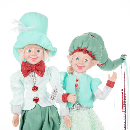 Elfo Decorativo para Shopping, Elfo Estatueta Pelúcia Artesanal Natal Vermelho, Verde, Rosa e Vinho