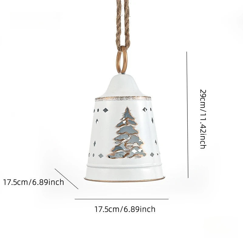 Sinos Decorativos de Natal em Ferro Forjado Resistente com Acabamento Rústico 29cm*11.42 Pol.