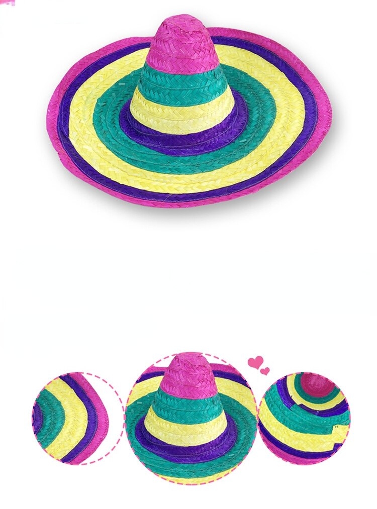 Mexicano pompom leve a energia do México para sua festa! O Chapéu de Palha Mexicano Colorido com Pompom é a escolha perfeita para animar o ambiente