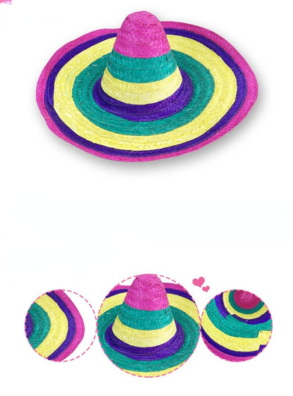 Mexicano pompom leve a energia do México para sua festa! O Chapéu de Palha Mexicano Colorido com Pompom é a escolha perfeita para animar o ambiente