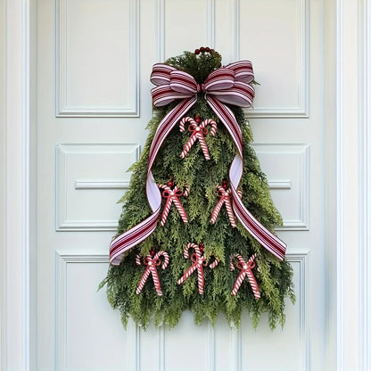 Guirlanda de árvore de Natal feita à mão para porta da frente