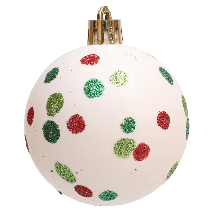 Bola de Natal Verde Branco Vermelho 6 Bolas de Natal Enfeite de 2,4 Polegadas Brilhantes