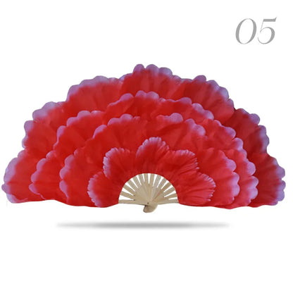 Leque Retrô Dobrável Peônia Flor Fã de seda dança, fã dança nacional, ventilador dobrável