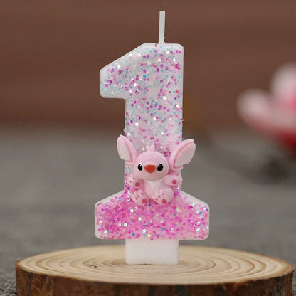 Vela Aniversário Stitch Em Biscuit Dois Digitos 1 A 9 Anos