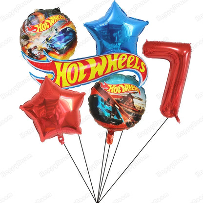 Balão Redondo Hot Wheels Decoração de aniversário com tema carro, 6 balões metalizados