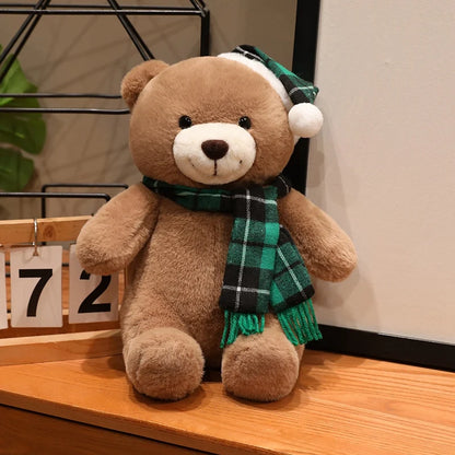 Urso de Pelúcia de Natal em Xadrez Tartan, Grande Urso Marrom