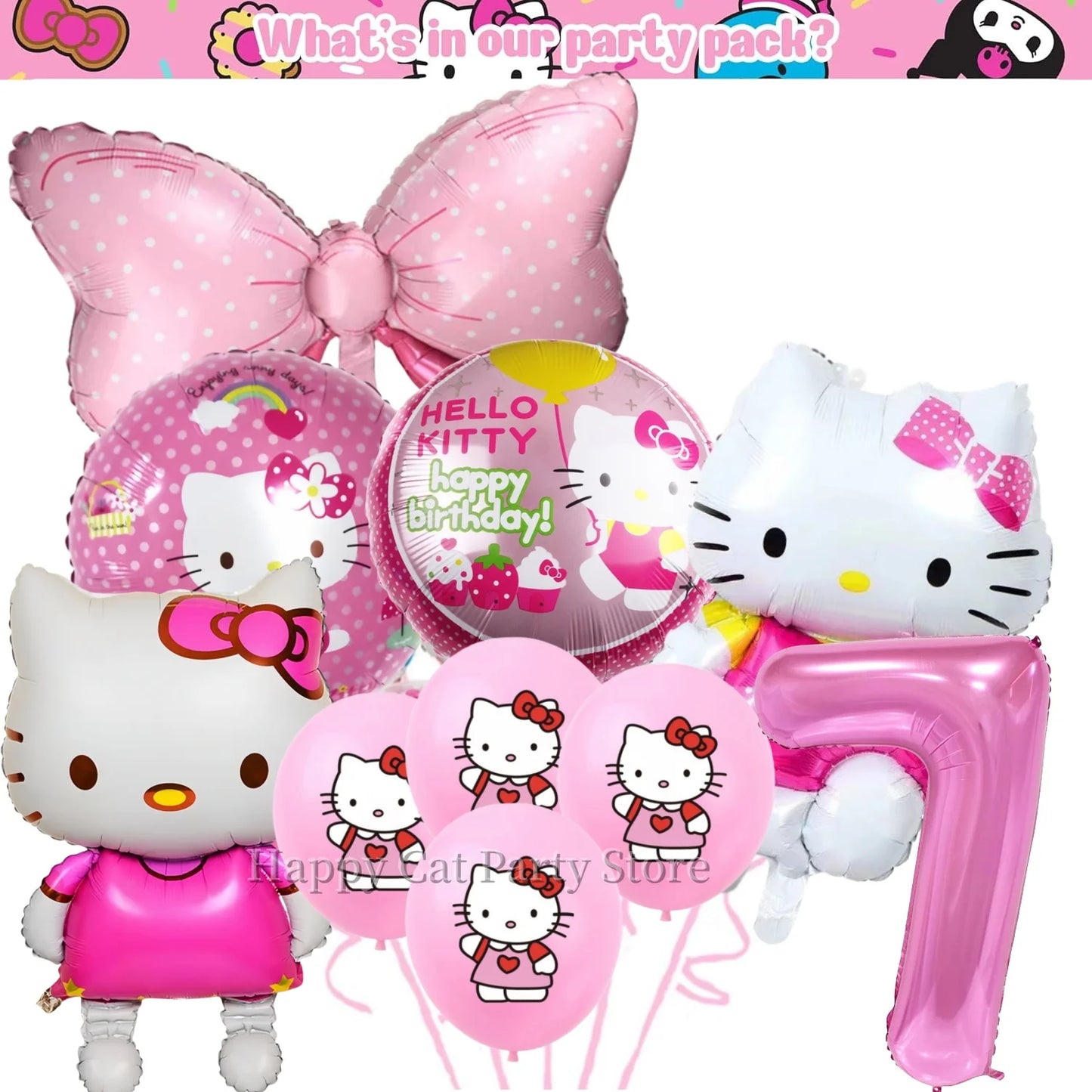 Kit de hello kitty para decoração de festa de aniversário de Kitt - 217 peças, incluindo top