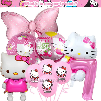 Kit de hello kitty para decoração de festa de aniversário de Kitt - 217 peças, incluindo top