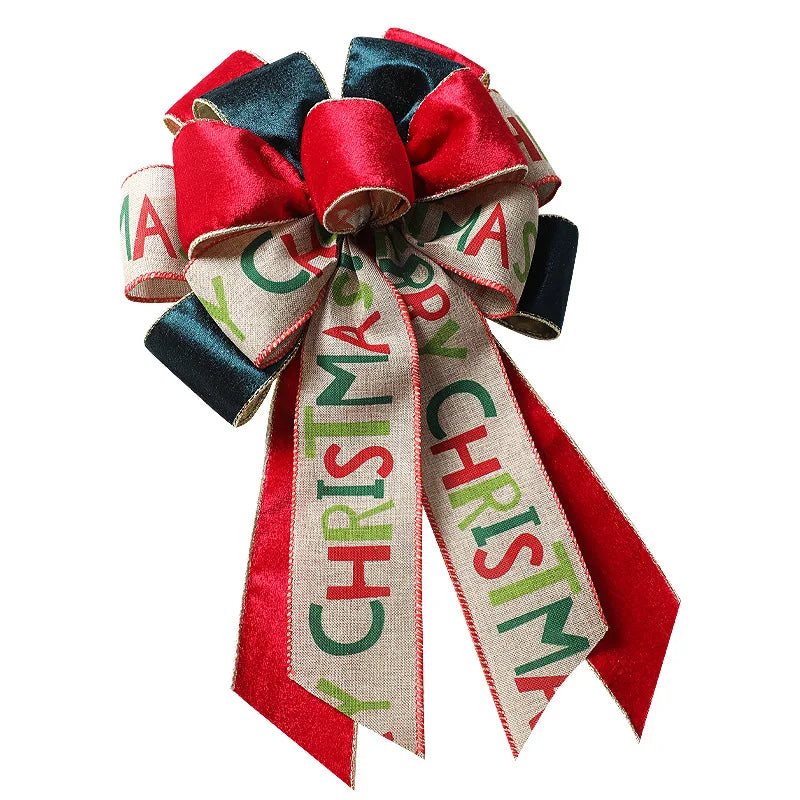 Laço de fita de Natal 1/2 peças tecido brilhante laços de fita natal nós presente decoração