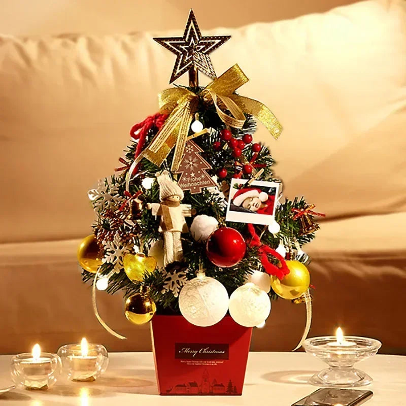 Mini Arvore De Natal Decoração De Mesa 30cm Laços E Pinhas