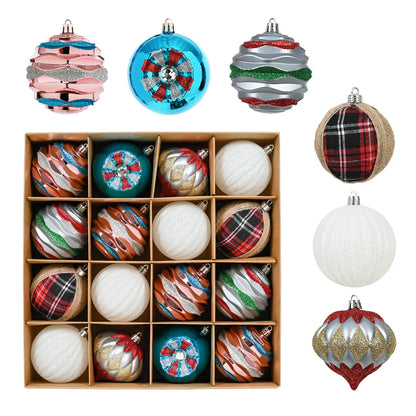 Enfeites de bolas de Natal de 8,5 cm – 16 peças de bolas de plástico para árvore de Natal