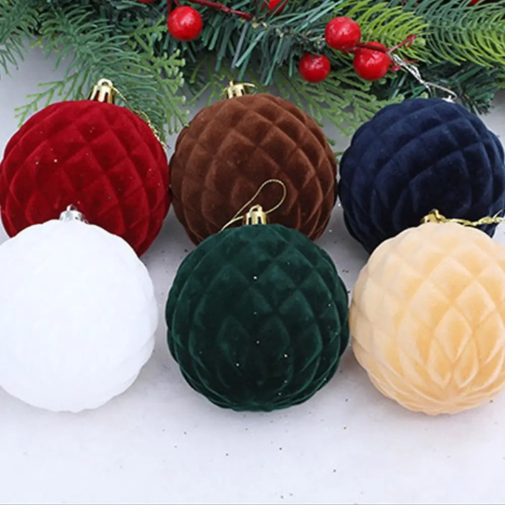 Bola Natal Veludo Bola Natal Pingente Glitter 4 Peças de Enfeites de Bola de Natal de Veludo