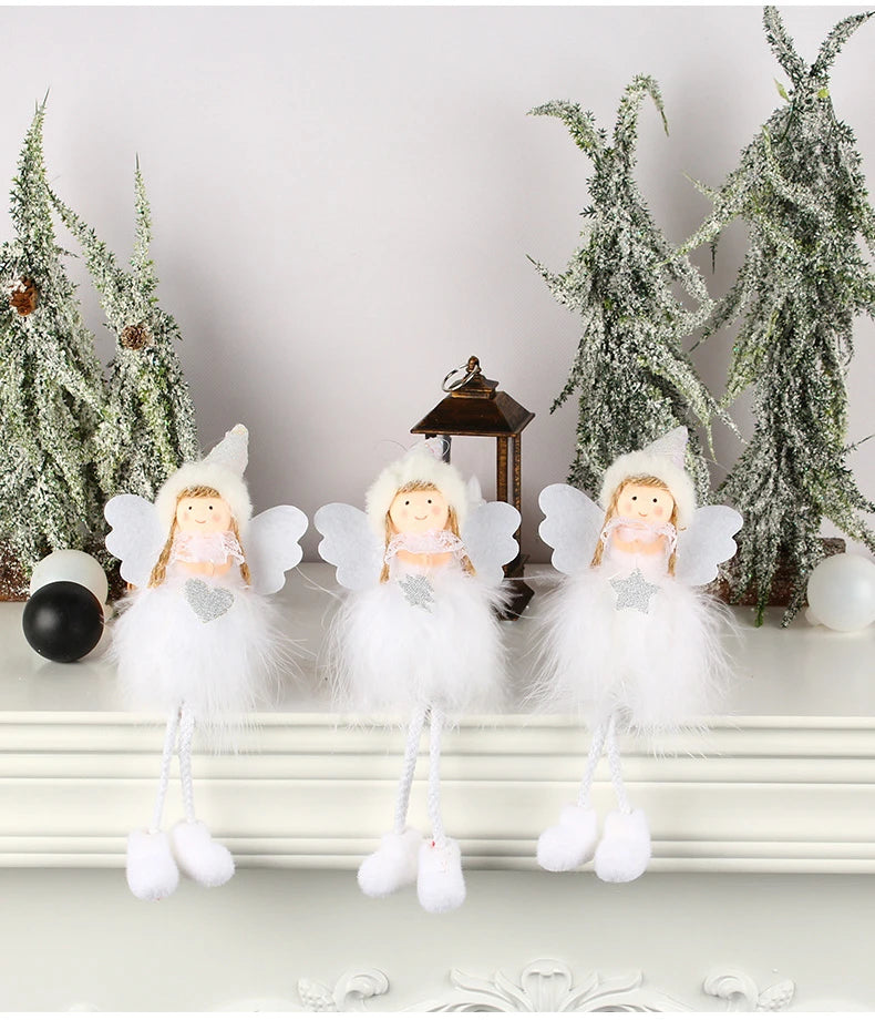 Pingente Anjo Natal Decoração de menina anjo de natal | Pingente de boneca anjo pelúcia