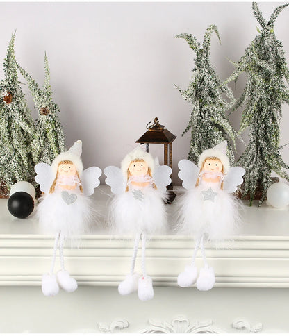 Pingente Anjo Natal Decoração de menina anjo de natal | Pingente de boneca anjo pelúcia