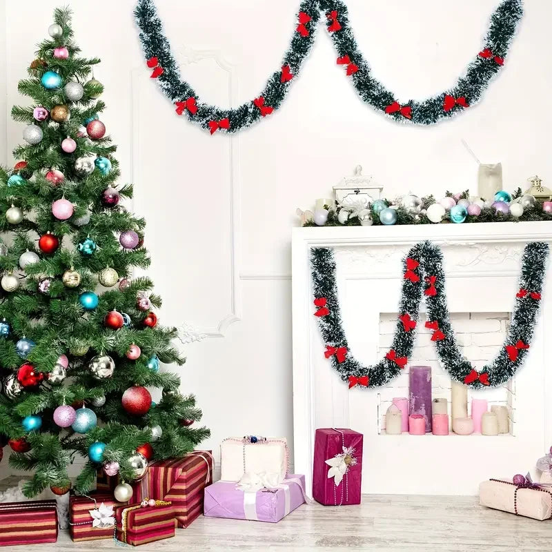 Guirlanda de Natal de 10 metros em 5 peças, guirlanda verde para árvore de Natal, guirlanda