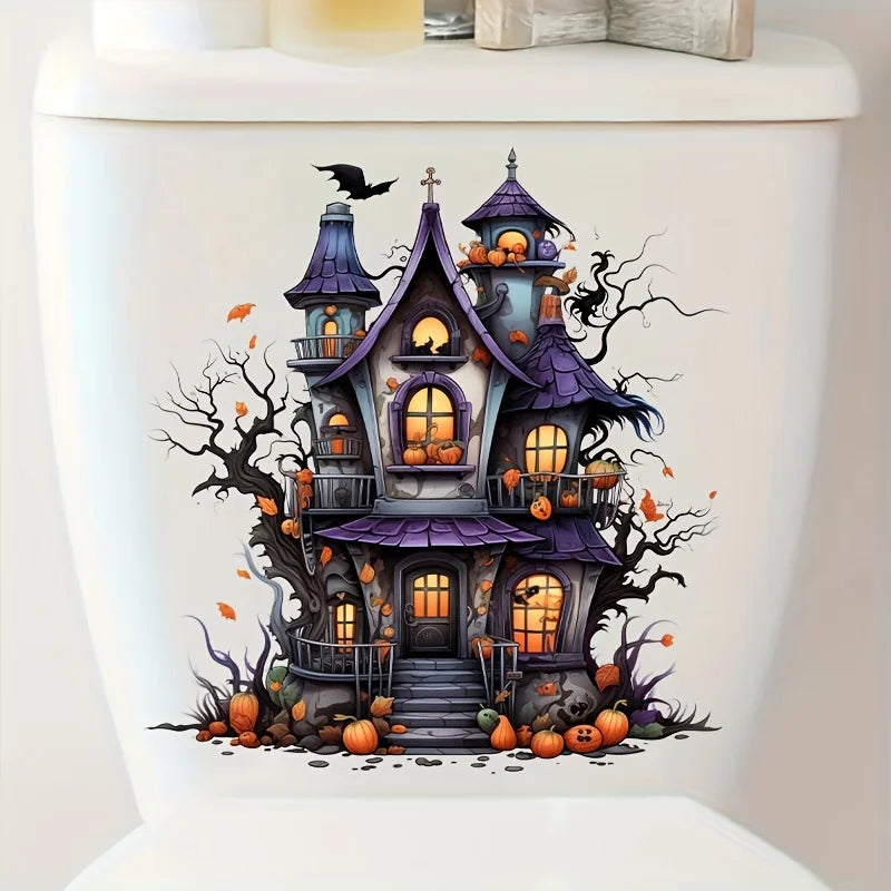 Adesivos Abóbora Castelo Halloween decalques de parede de abóbora de Halloween