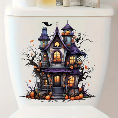 Adesivos Abóbora Castelo Halloween decalques de parede de abóbora de Halloween