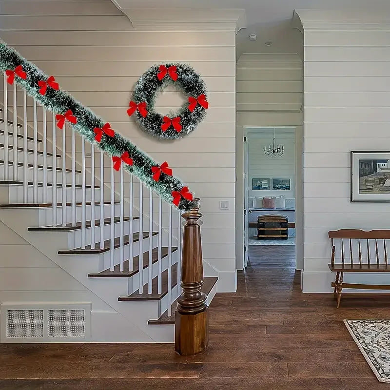 Guirlanda de Natal de 10 metros em 5 peças, guirlanda verde para árvore de Natal, guirlanda