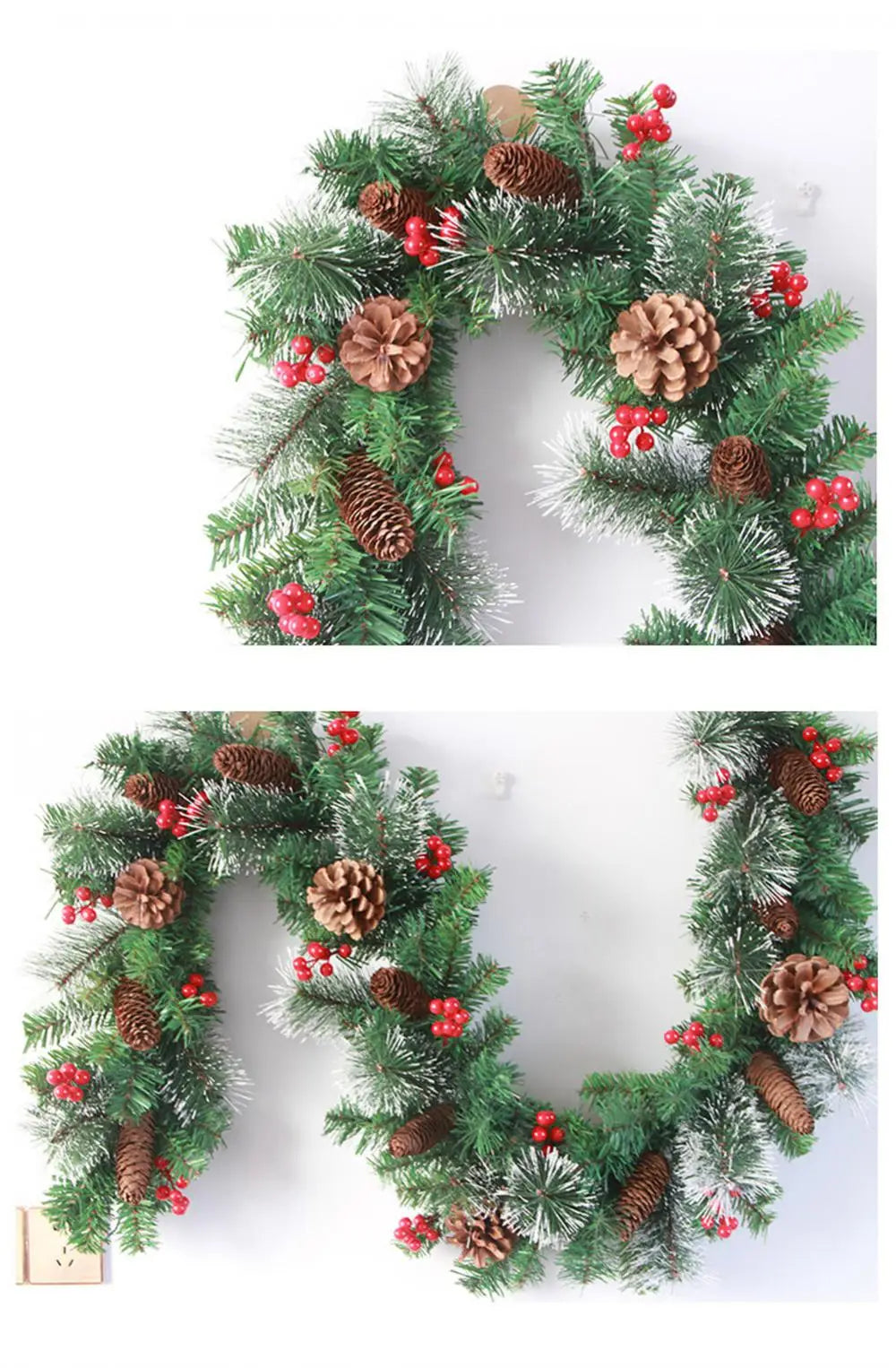 Guirlanda de Natal com luzes, Guirlanda de Natal Guirlanda de toque real de cedro dobrável