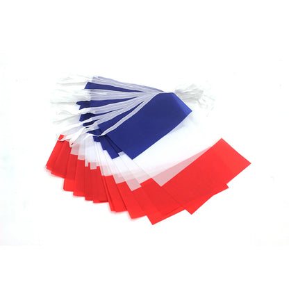 Bandeirinha Copa do Mundo Cordão de bandeira da França, 24 peças, faixa francesa externo