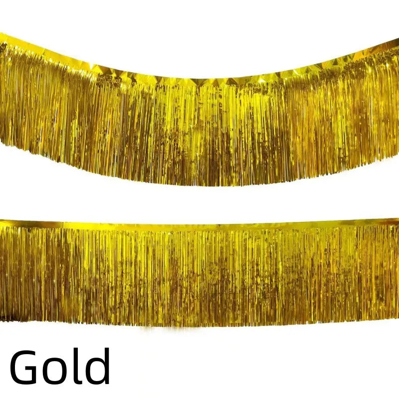 Cortina Laser 1/2 pacotes de franja de folha metálica, boias de desfile para pendurar parede