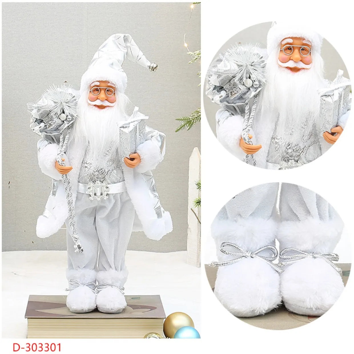 Bonecos de Papai Noel artesanais e fofos, figuras chiques de Papai Noel