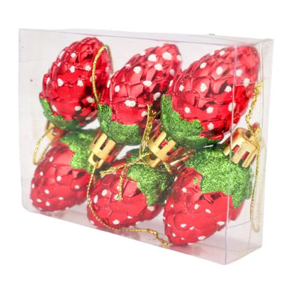 Enfeite Morango para Árvore de Natal Enfeites Natalinos Vermelhos para Árvore de Natal
