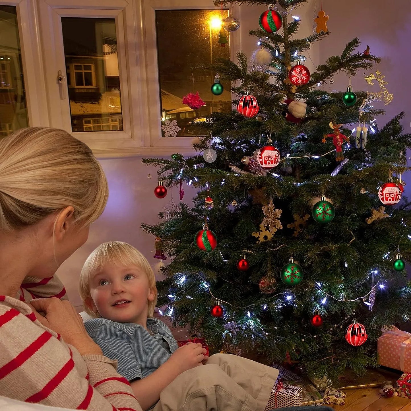 6 peças de enfeites de bolas de Natal, lâmpadas de feriado à prova