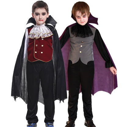 Fantasia Infantil Vampiro Drácula Criança Halloween Vestido Roupa