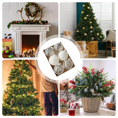 Bolas de Natal 6 Peças de Bolas de Natal de 6 cm Verde Vermelhão Brilhante Pendurar