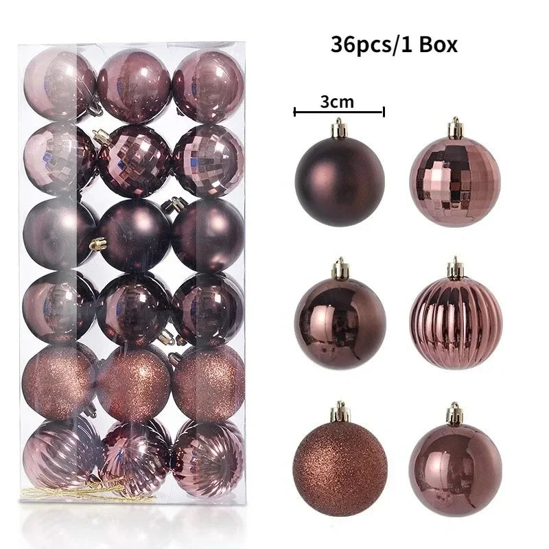 Bolas de natal Ornamentos de árvore de Natal de 3 mm de 36 quilates, grandes ornamentos