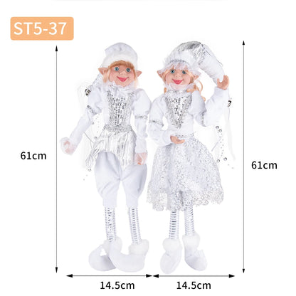 Conjunto de 2 elfos de Natal de 66 cm, adorável elfos vermelhos e verdes para pendurar