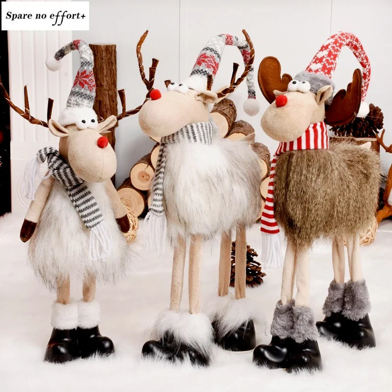 Estatueta de veado em pé de rena em pé de Natal - Escultura de rena em pé de pelúcia