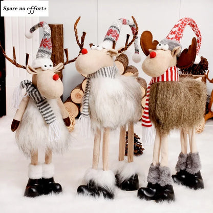 Estatueta de veado em pé de rena em pé de Natal - Escultura de rena em pé de pelúcia