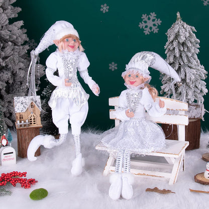 Conjunto de 2 elfos de Natal de 66 cm, adorável elfos vermelhos e verdes para pendurar