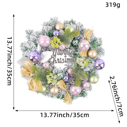 Guirlanda de Natal artificial e guirlanda de natal com flocos de Neve, coroa de 40CM