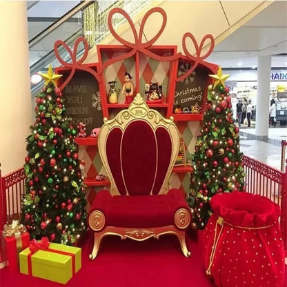 Cadeira de Trono de Natal para Shopping e Poltrona Trono Cadeira Papai Noel Natal Camurça