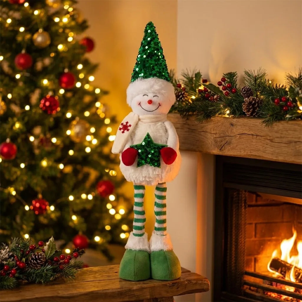 Boneco de Natal Genérica Estatueta Decoração de Natal Retrátil Novidade Esticável