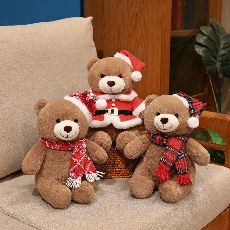 Urso de Pelúcia de Natal em Xadrez Tartan, Grande Urso Marrom