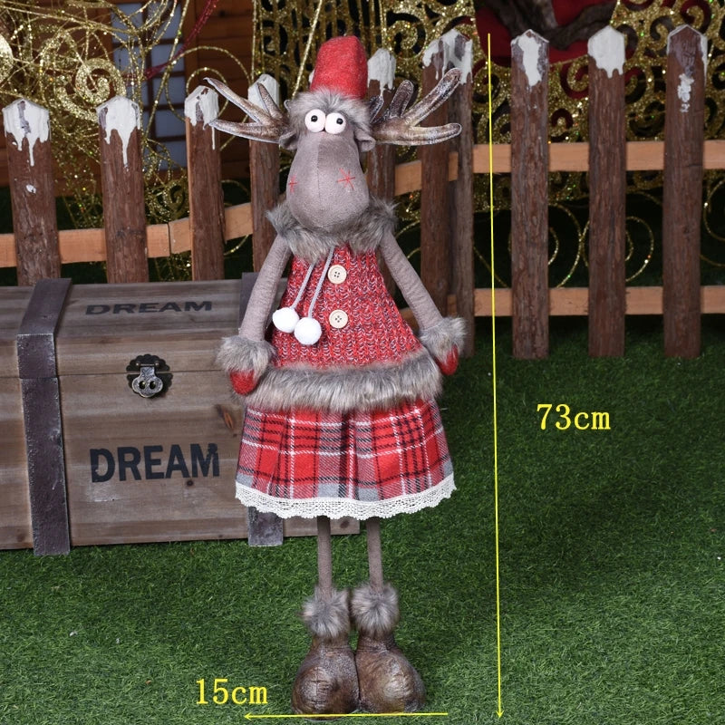Estatueta de veado em pé de rena em pé de Natal - Escultura de rena em pé de pelúcia