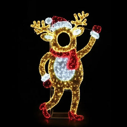 Decorações de rua de Natal Família de renas Moldura de foto 2D Motivo Luzes