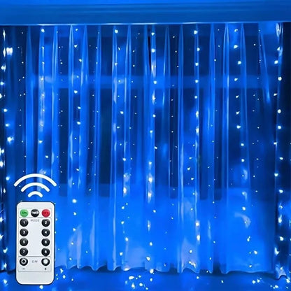 Cortina luz led pisca ou fixa 300 leds 3x3m Natal Festas Decorações USB  (Branco frio)