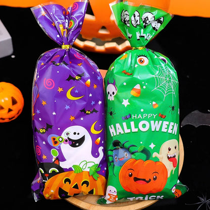 Sacos de celofane de Halloween, 50 unidades de sacos de doces de Halloween 50 peças
